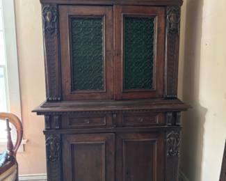  Renaissance-style walnut cabinet                                          80"h x 48.5"w x 20"d 