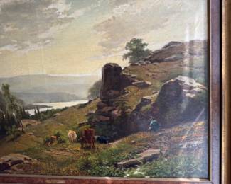 Richard Burnier (1826 - 1884) Dutch Impressionist Barbizon School oil on canvas 26”h x 38.5”w