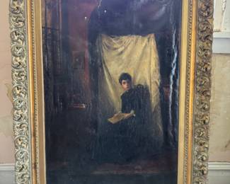 Albert Sterner  (1863-1946) oil on canvas                        63"h x 43"w 