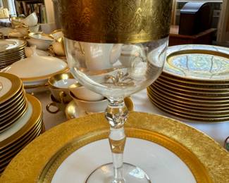 Glastonbury Lotus  goldenrod wine glasses 7.5" 10 pc.