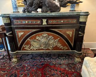 Napoleon III-style marble-top chest                                     39"h x 56" w x 23"d 
