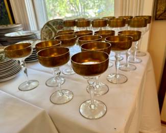 Glastonbury Lotus Goldenrod champagne/cocktail glasses 6" 12 pc. 