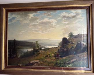 Richard Burnier (1826 - 1884) Dutch Impressionist Barbizon School oil on canvas 26”h x 38.5”w