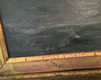 Painting of ship oil on canvas  frame size                            30"h x 39"w 