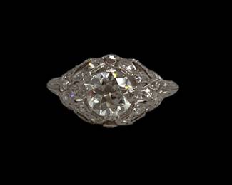 BEAUTIFUL FILIGREE PLATINUM 1 Carat Center Diamond Ring