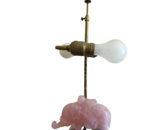 VINTAGE ROSE QUARTZ ELEPHANT TABLE LAMP