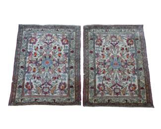 PAIR OF SMALL AREA RUGS WITH BIRDS AND FLOWERS