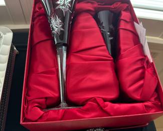 Waterford Snowflake Red Flutes 