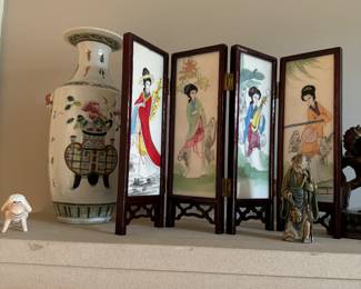 Painted Porcelain Plaque Screen 