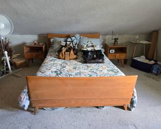 Heywood wakefield  bed and 2 night stands.