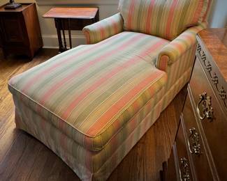 Custom upholstered down filled chaise lounger