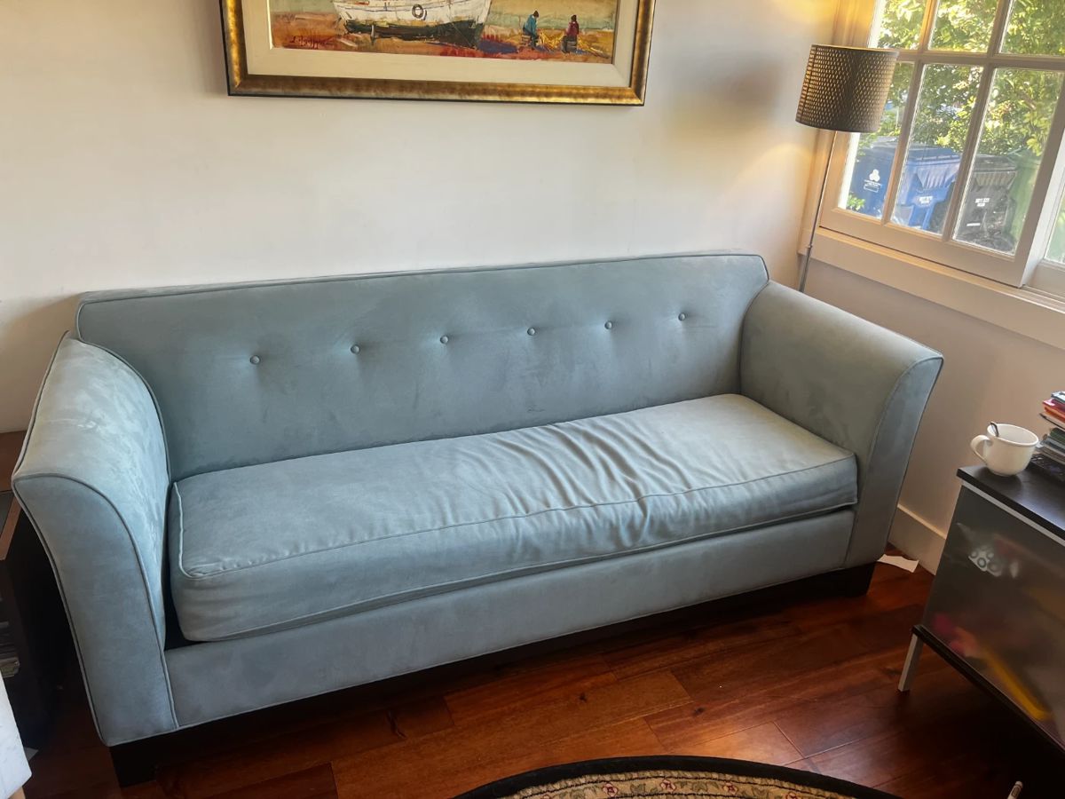 Custom sleeper sofa, stain resistant upholstery, memory foam mattress