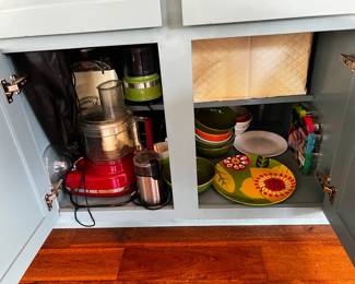 Kitchen appliances and dishes for sale. 