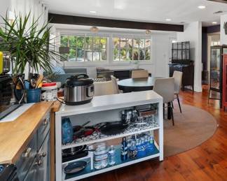 kitchen and dining room furniture, cook ware, appliances (exception: TV, Blender, and Microwave NOT for sale)