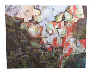 71. Large Abstract Expressionist on Canvas Signed Ravine