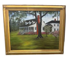 59. Farmhouse Red Chimney Framed Painting