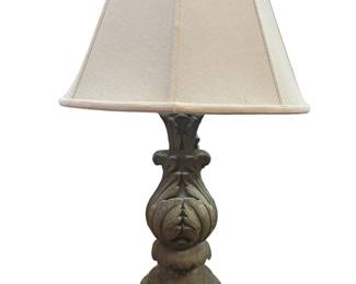 81B. Pair Poured Stone Acanthus Lamps