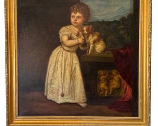 12. Early 19th Century Portrait of a Young Girl with Dog