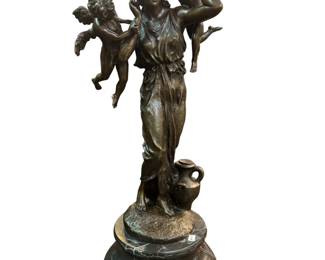 34. Guardian Angel Bronze on Marble Base