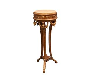 30. Gilded Pedestal Table with Marble Top