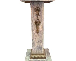 46. French Gray Marble & Bronze Display Pedestal