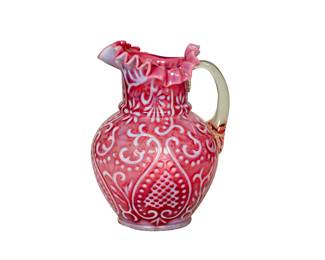 76.  Cranberry Opalescent Arabian Nights Water Pitcher