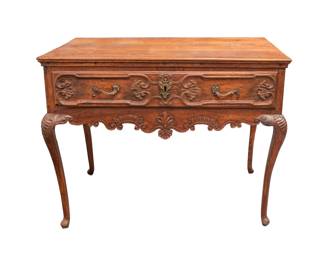 33. Antique Carved Portuguese One Drawer Table