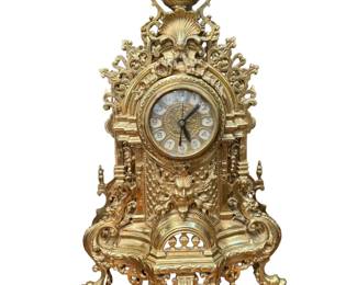 2. French Gilt Brass Rocca Style Mantel Clock