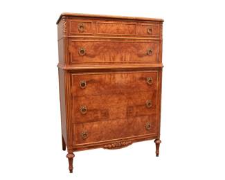 22. Tall Fruitwood Five Drawer Chest