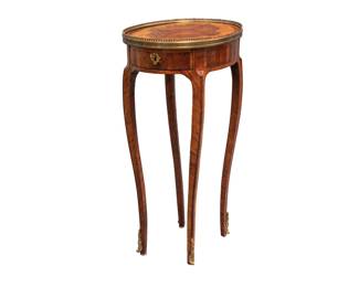 45. 19th Century Diminutive French Inlaid Brass Mounted Table