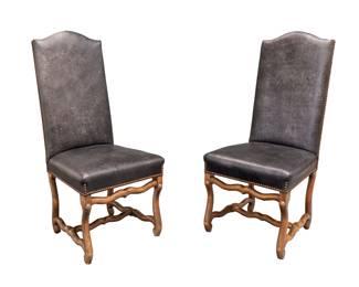 21. Pair of  Black Leather Chairs