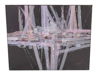 70. Abstract Cityscape Painting Signed Rodolfo '87