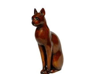 74. Vintage Carved Pine Cat Sculpture
