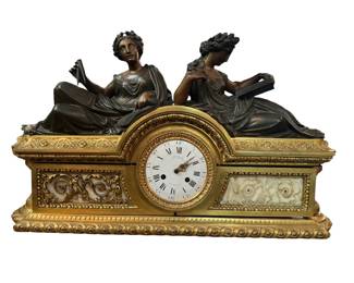 15. French Bronze Deniere Clock Centerpiece