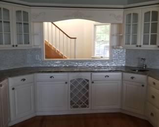 Kitchen cabinets with wine storage