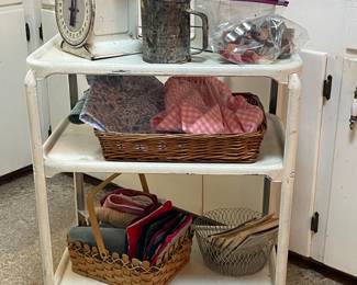 Metal Cart, Vintage Kitchen Scales