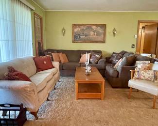 Couches, Loveseat, Wood Coffee Table