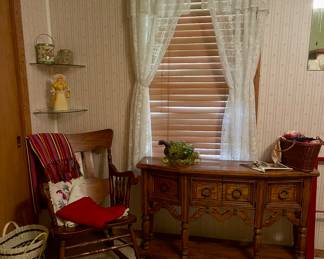 Vintage Entry/Console Table, Antique Rocking Chair