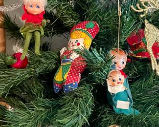 Vintage Christmas Ornaments, Vintage Knee Hugger Elves