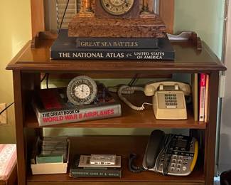 End Table, Vintage Telephone, Antique Mantle Clock