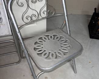 Set of four totally cool vintage aluminum folding chairs