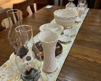 Lenox and vintage oil lamps 