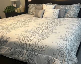 King size sleigh bed with dresser, and end tables