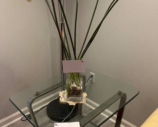 Chrome and glass end table and coffee table set 