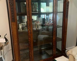1800’s glass china cabinet on wheels 