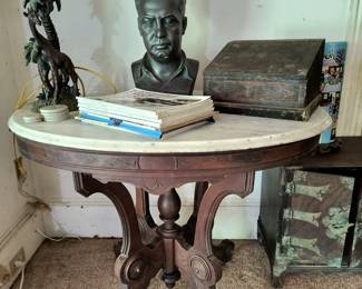 Antique side table with marble top 