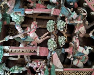 Antique Chinese hand carved circular scene.