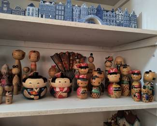 32 vintage hand painted Japanese wood dolls.  All different.