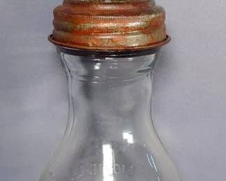 Texaco Glass Bottle With Lid One Liquid Quart, 14" Tall