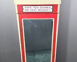 Watling Scale Co Porcelain 25c Coin Operated Weight & Fortune Novelty Scale, 66" X 17" X 26"